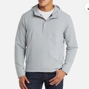 NWOT Peter Millar Approach Insulated Half-Snap Hoodie in Gale/Grey  (Size Small)
